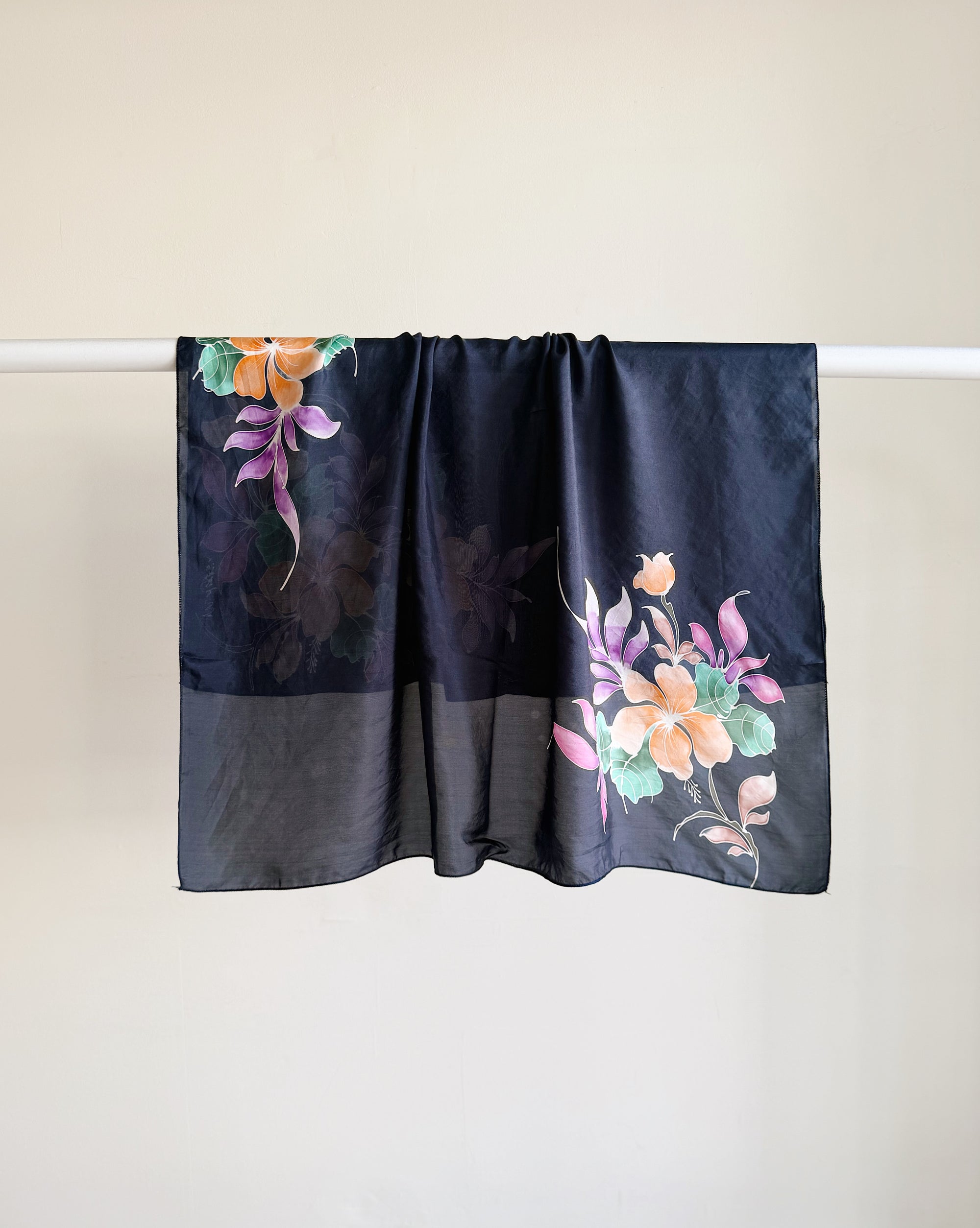 Midnight Floral Silk Scarf