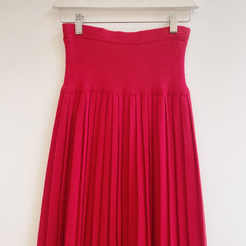 Crimson Wool Pleat Skirt