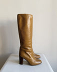 Camel Leather Knee-High Boots | Size 36