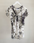 Ivory + Charcoal Sheer Silk Blouse