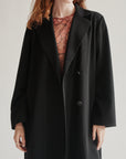 Black Long Minimalist Wool Jacket