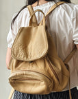 Sand Drawstring Leather Backpack - Hey Jude