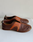 Brown + Orange Leather Slip Ons | Size 37