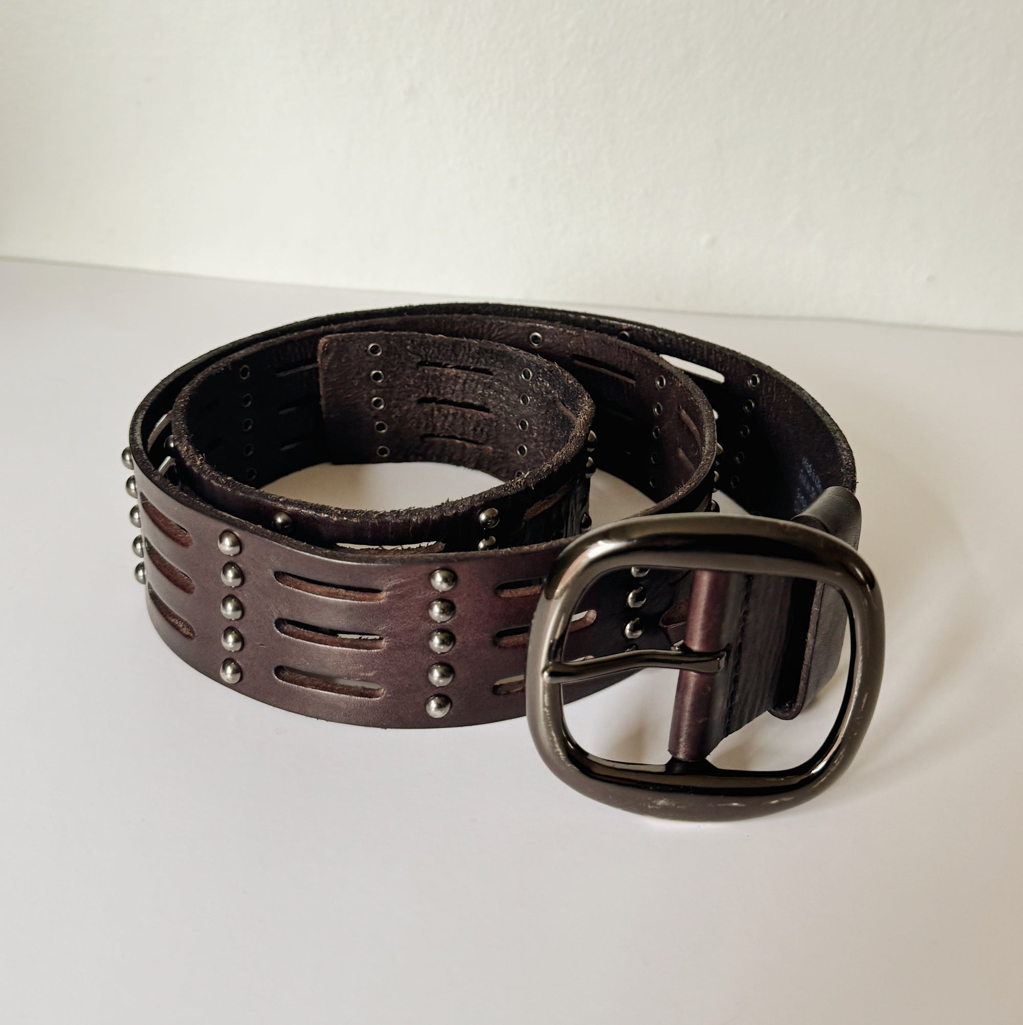 Danier Studded Brown Leather Belt - Hey Jude