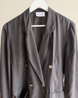 Black Silk Double Breasted Blazer - Hey Jude