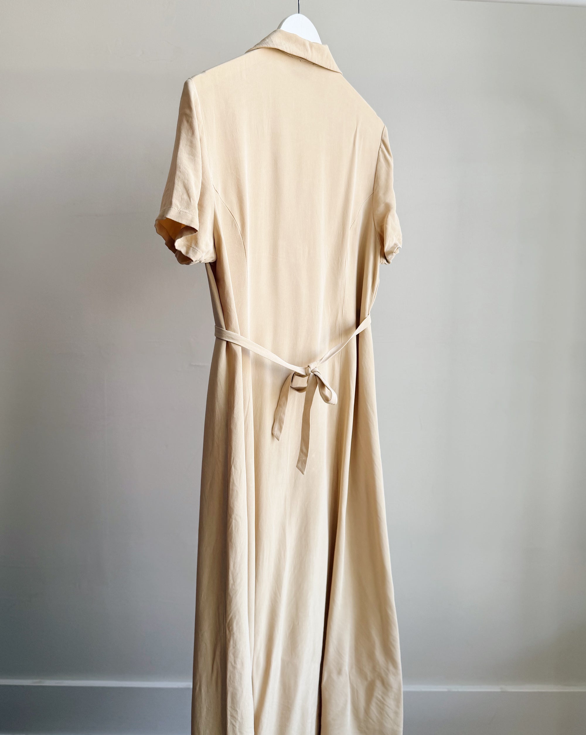 Ecru Silk Button Down Dress