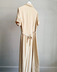 Ecru Silk Button Down Dress