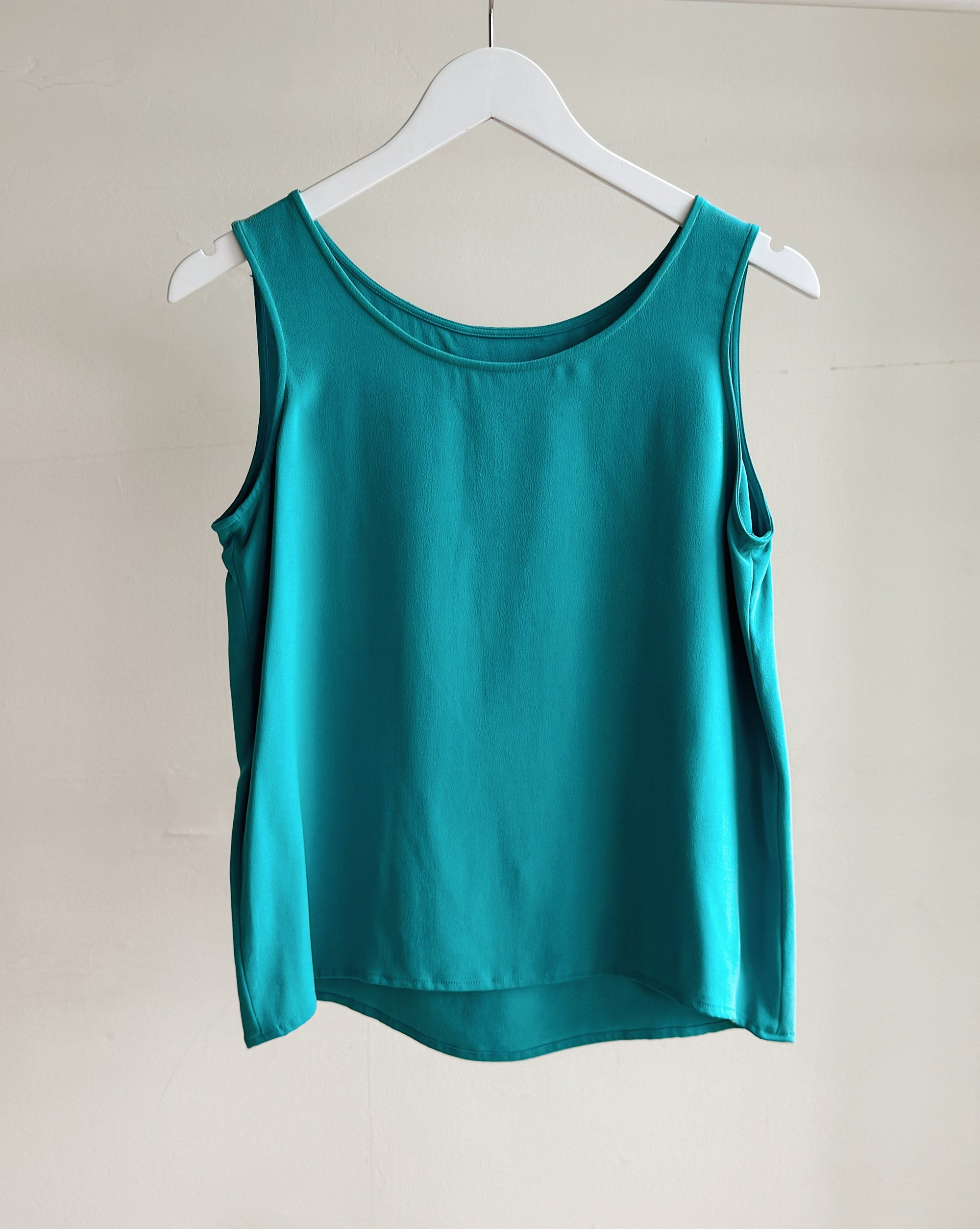 Turquoise Silk Scoop Neck Tank - Hey Jude