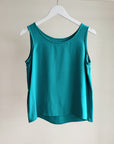 Turquoise Silk Scoop Neck Tank - Hey Jude