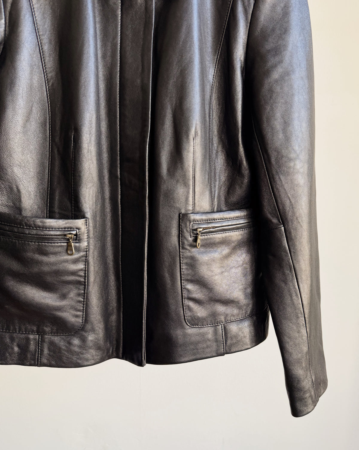 Onyx Zip Up Leather Jacket