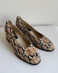 Snakeskin Leather Block Heel Pumps | Size 8