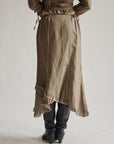 Moss Cotton Linen Ruffle Maxi Skirt