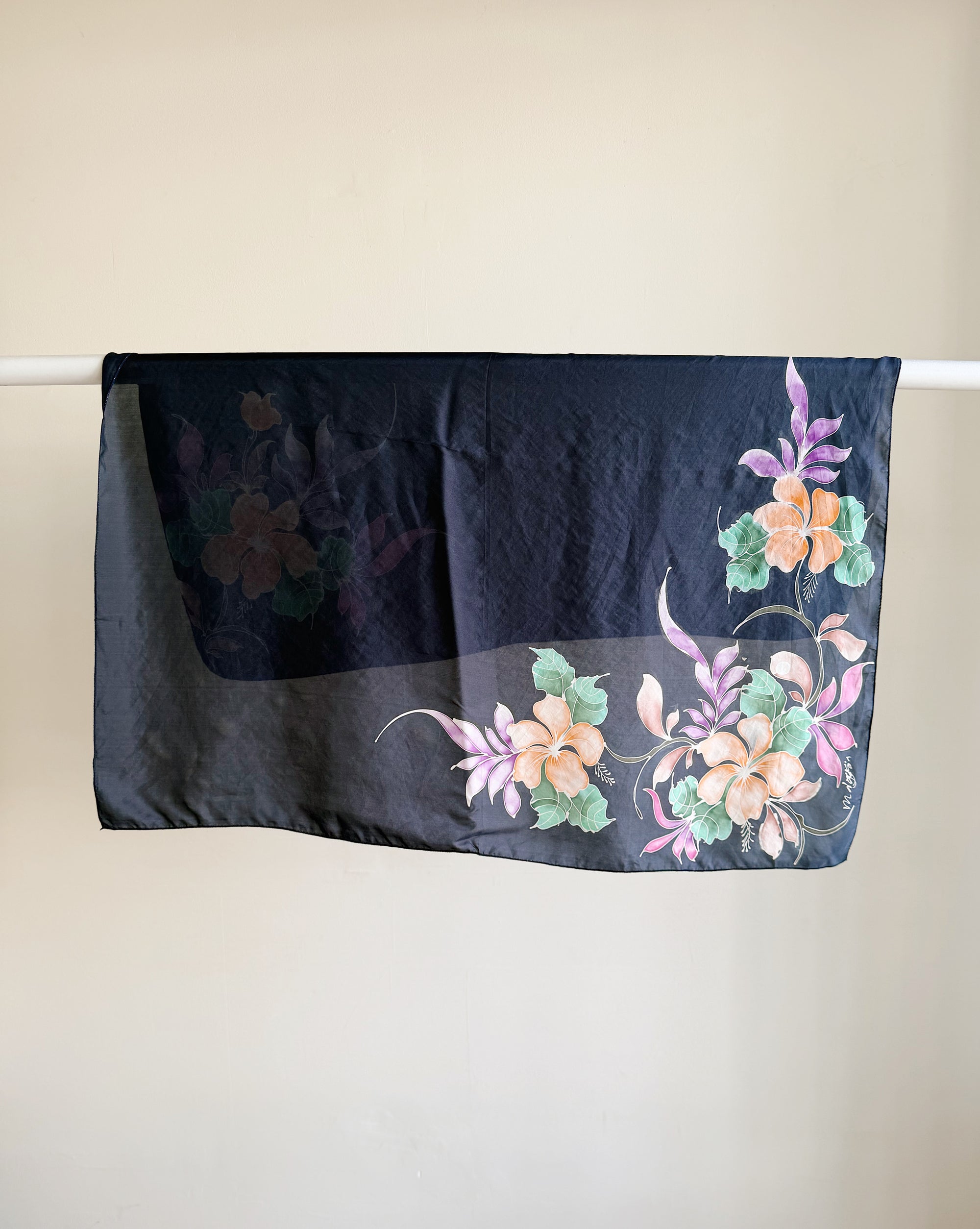 Midnight Floral Silk Scarf