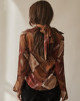 Autumnal Geometric Silk Blouse