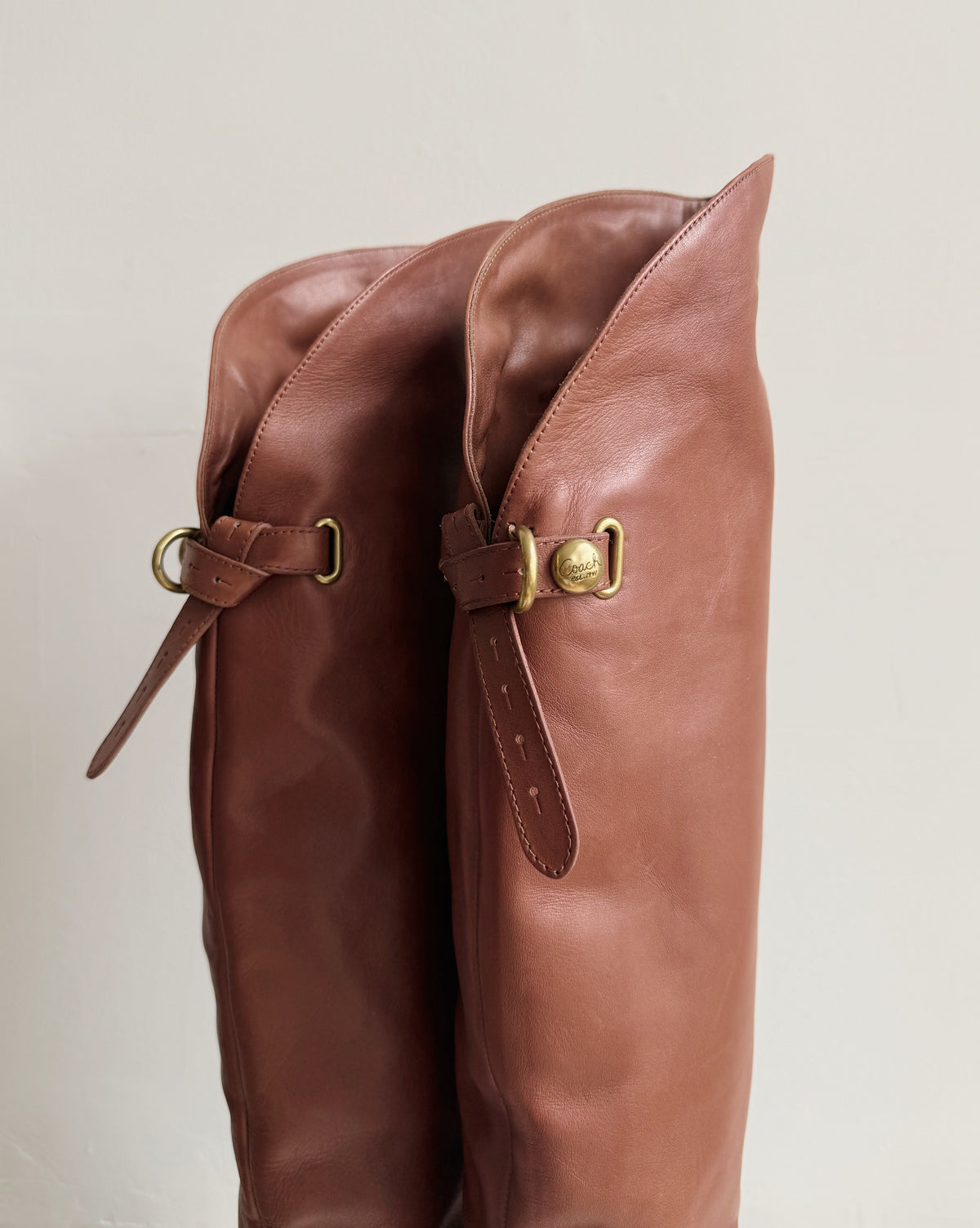 Coach Cognac Cheyenne Tall Leather Boots | Size 7