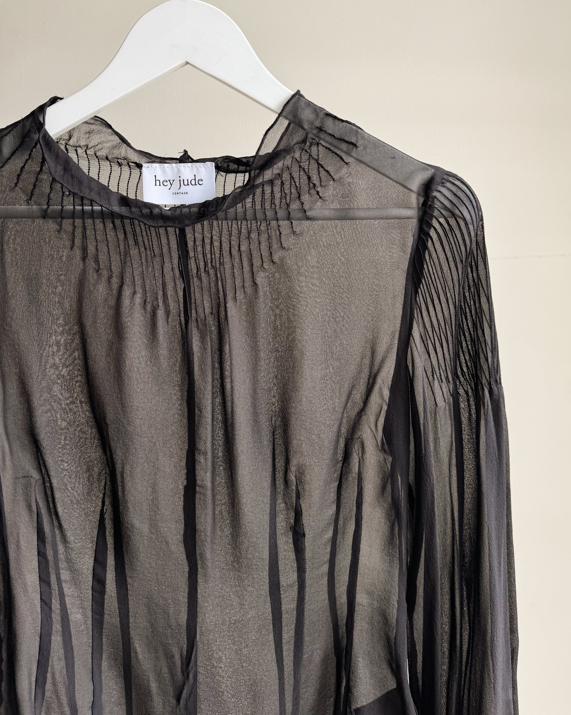 Onyx Sheer Pleated Silk Blouse - Hey Jude