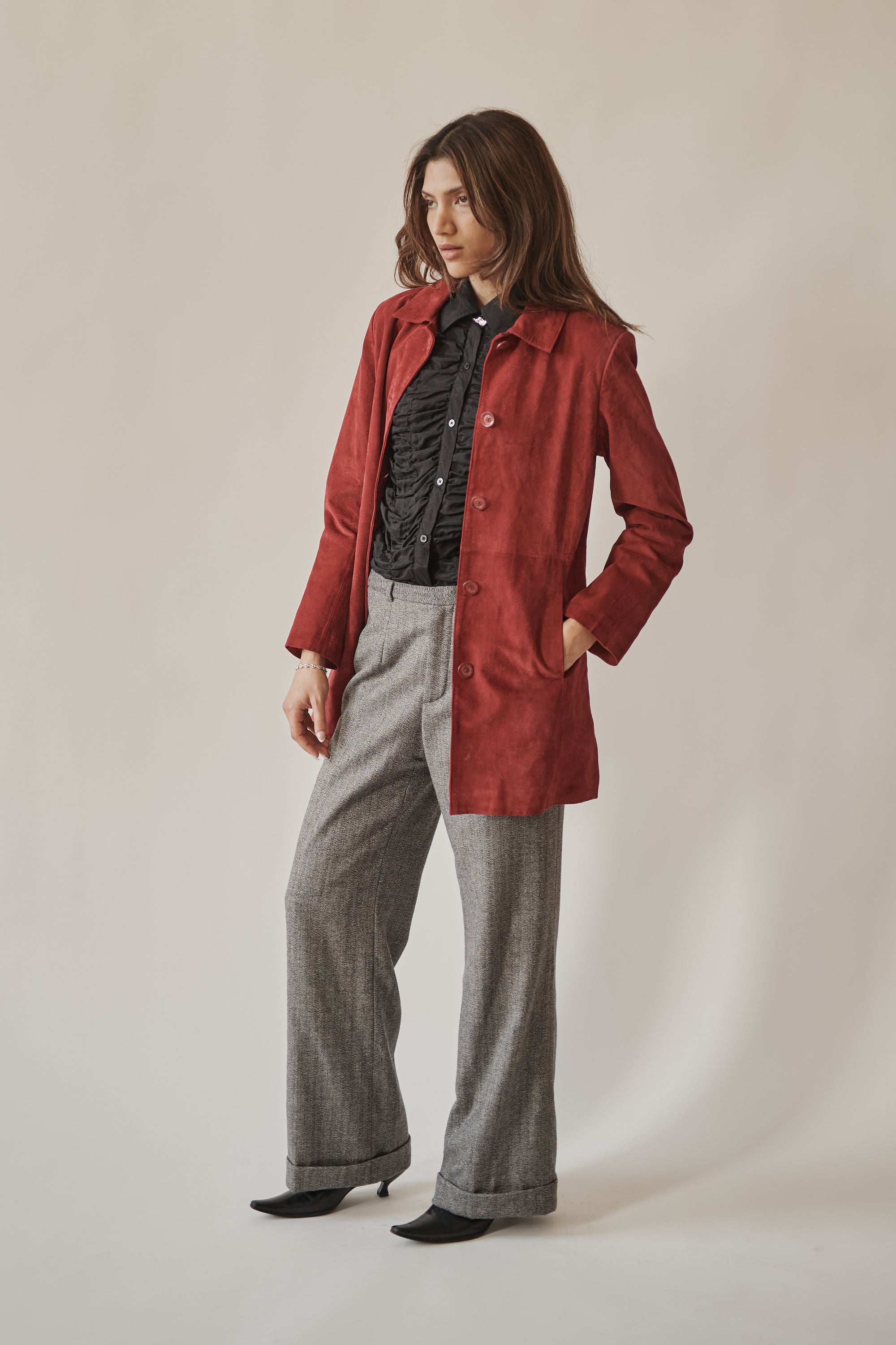 Garnet Suede Midi Coat