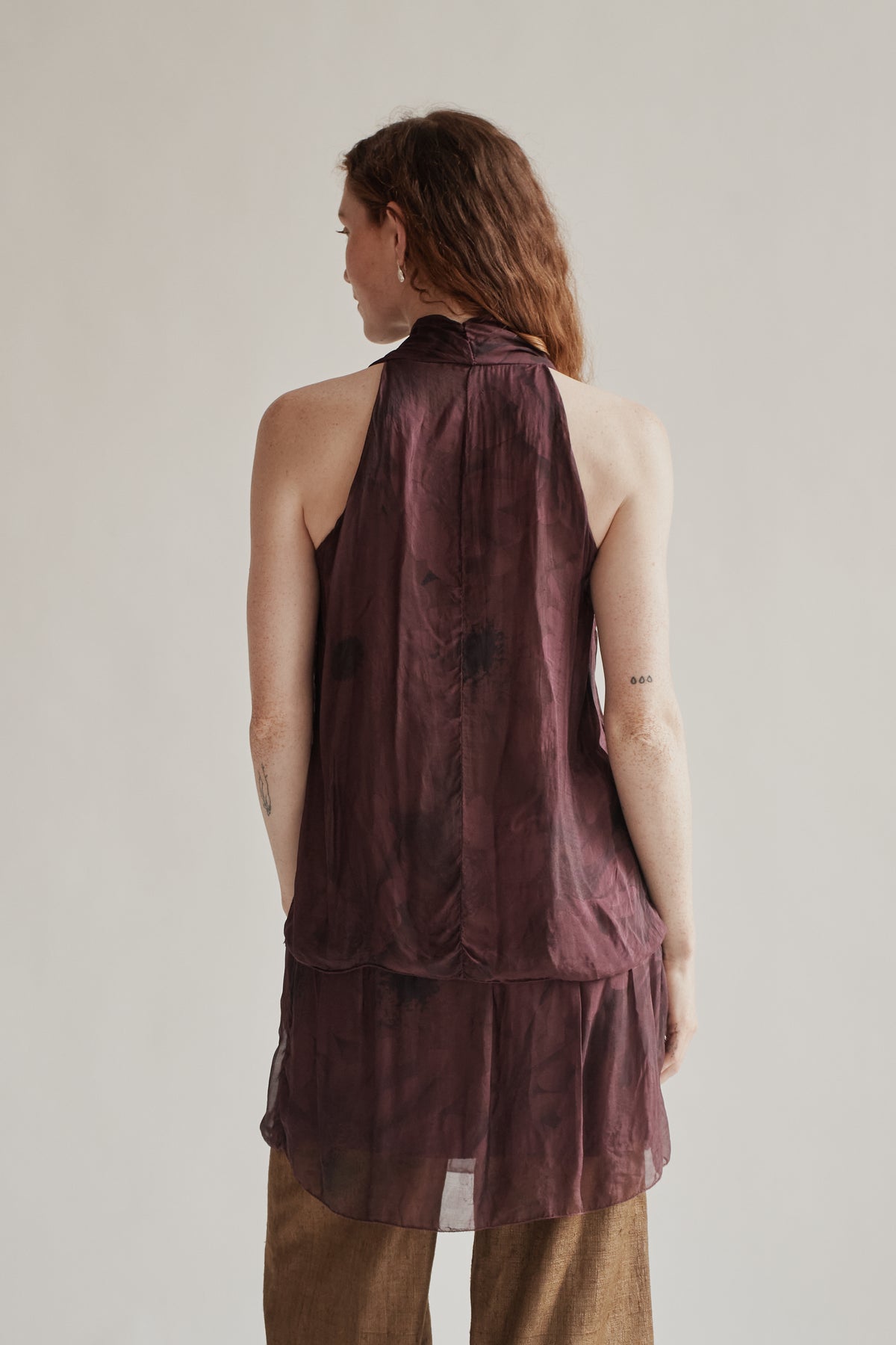 Burgundy Silk Cowel Neck Dress - Hey Jude