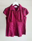 Berry Cotton Puff Sleeve Blouse