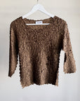 Mocha Crinkle 3/4 Sleeve Top