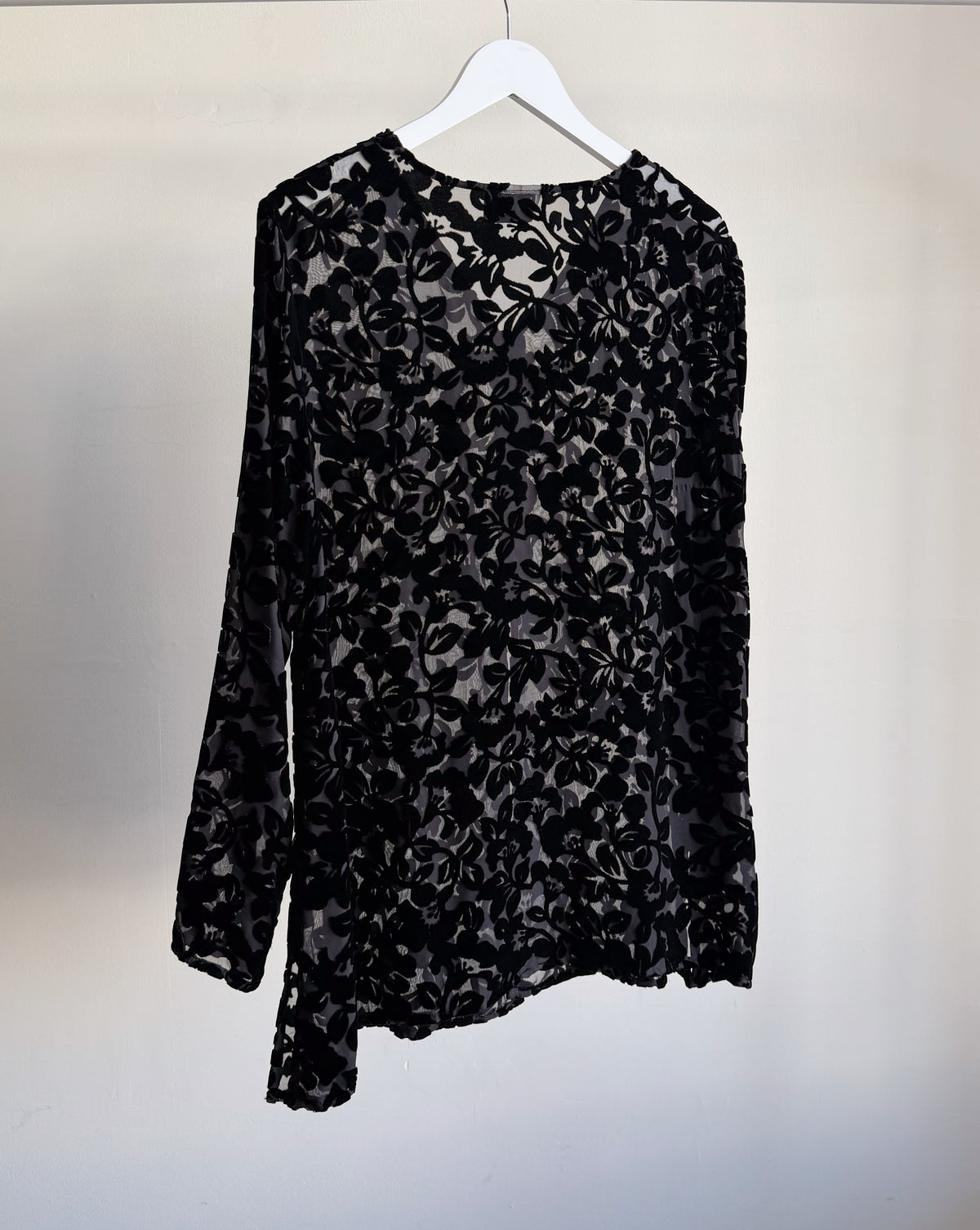 Black Velvet Floral Burnout Button Up