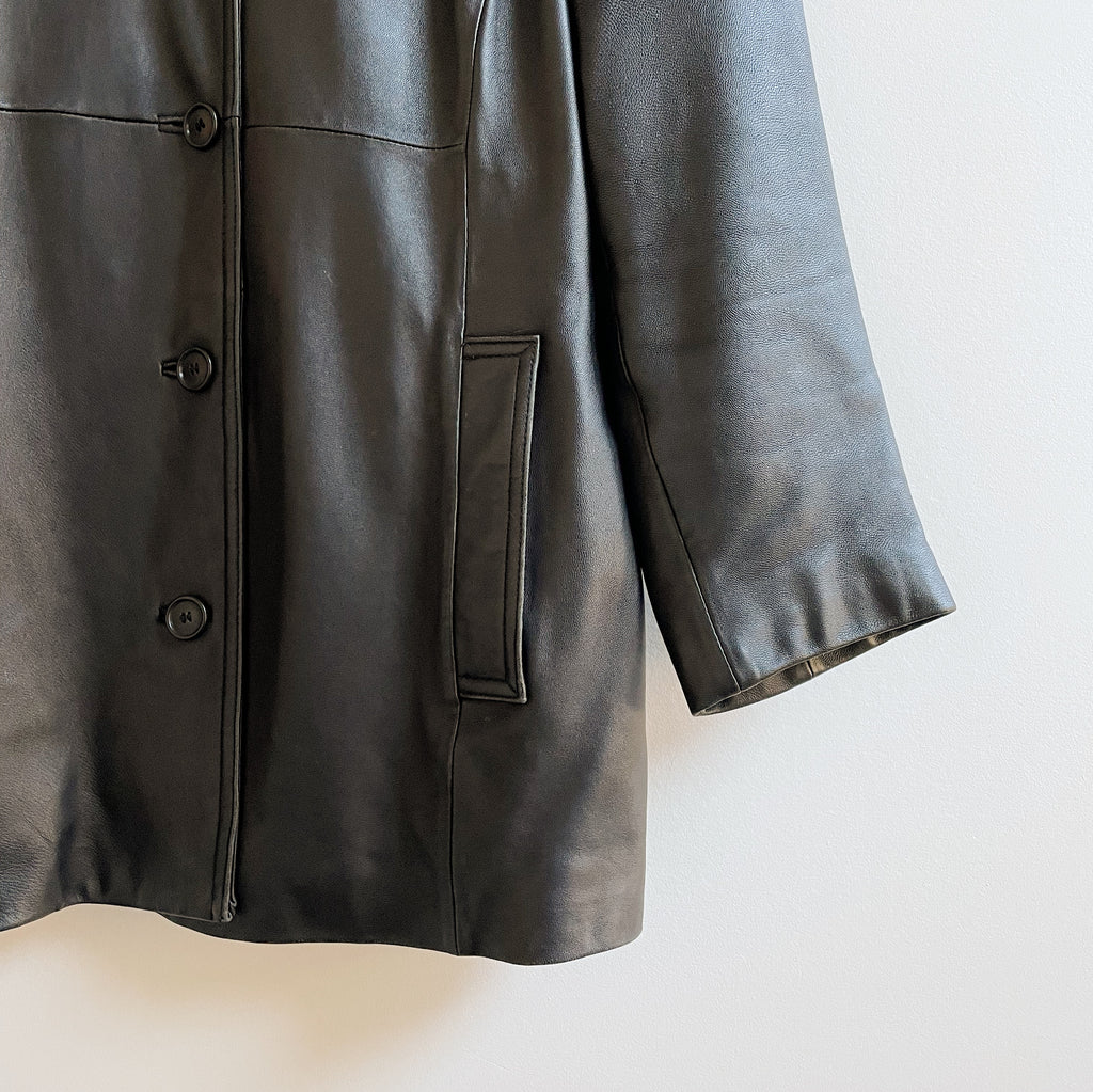 Ebony Matte Midi Leather Jacket