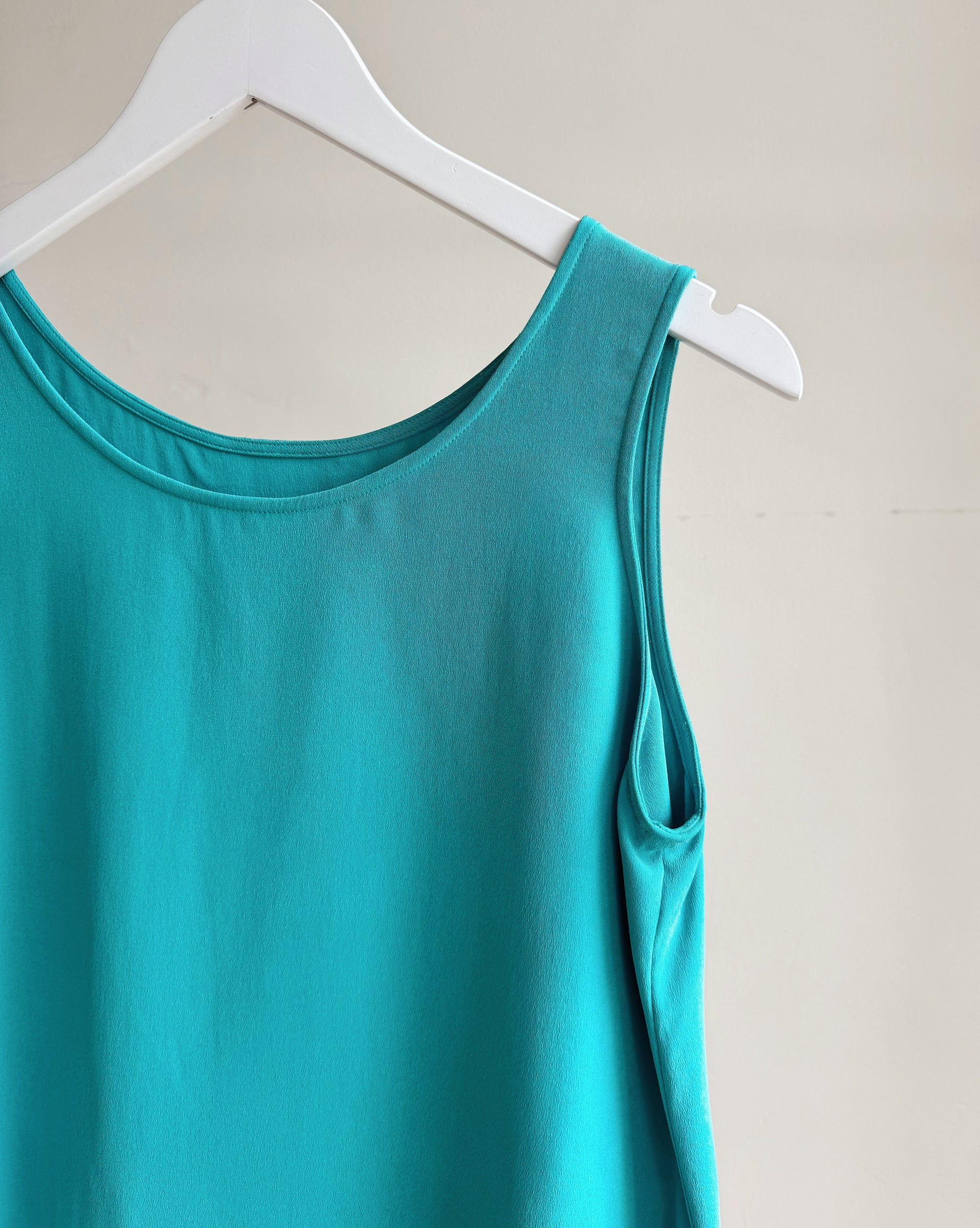 Turquoise Silk Scoop Neck Tank - Hey Jude