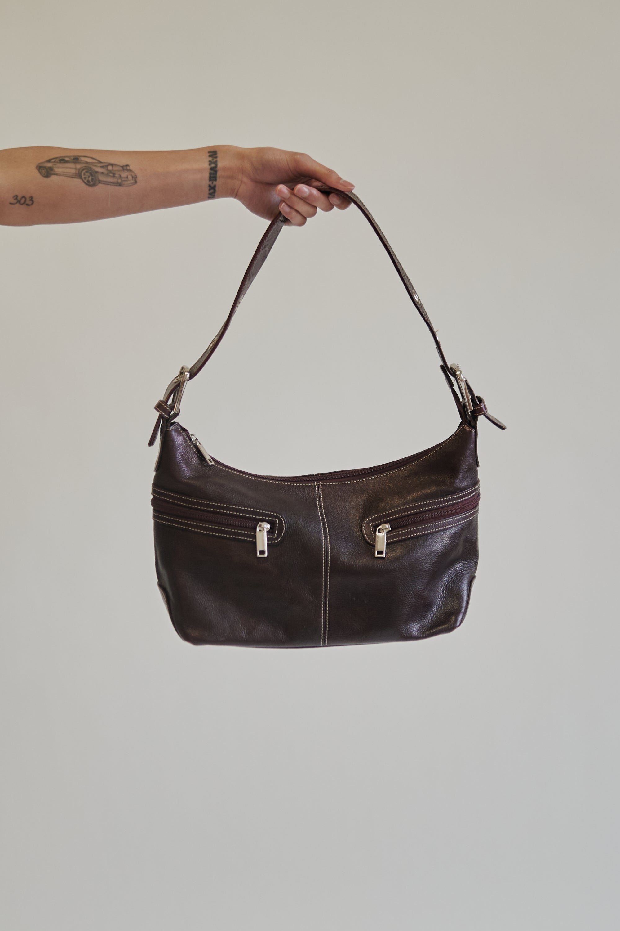 Merlot Leather Crescent Bag - Hey Jude