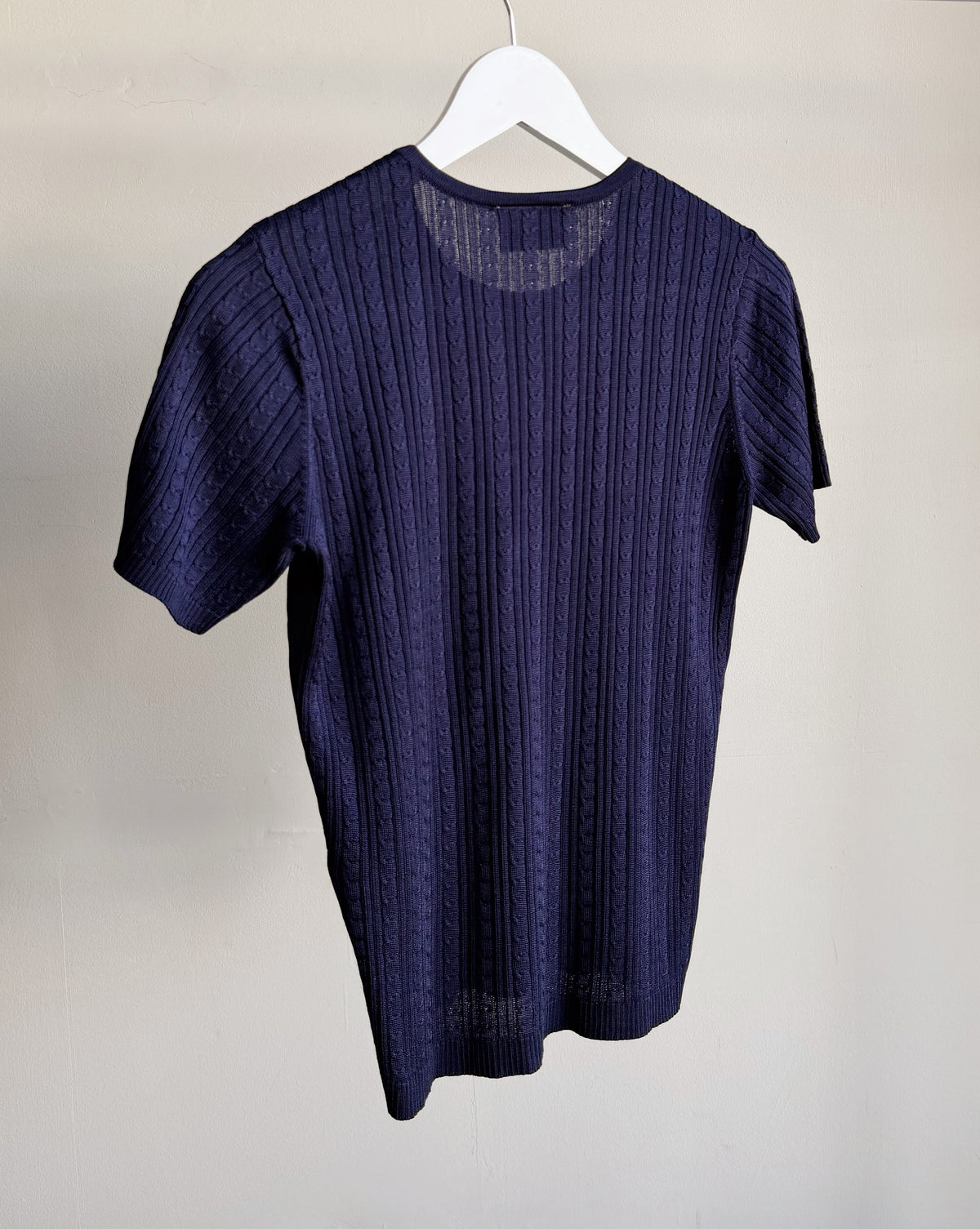 Midnight Blue Ribbed Short Sleeve Knit