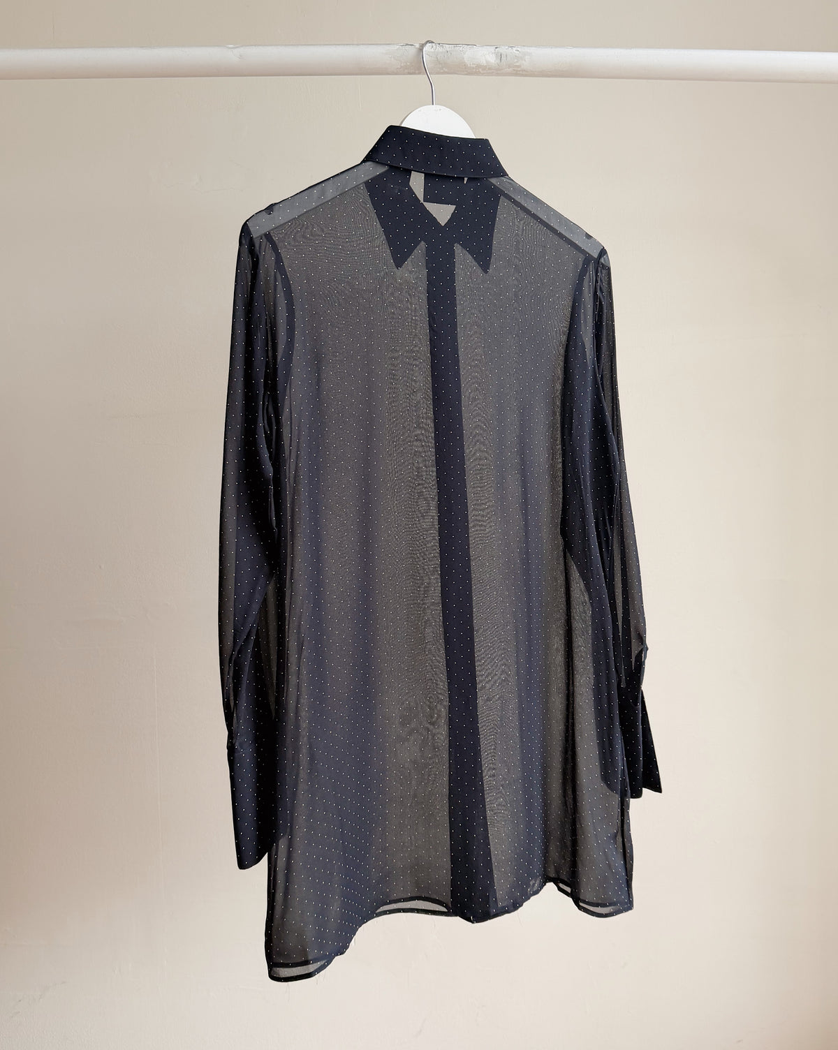 DKNY Navy Sheer Silk Polka Dot Blouse - Hey Jude