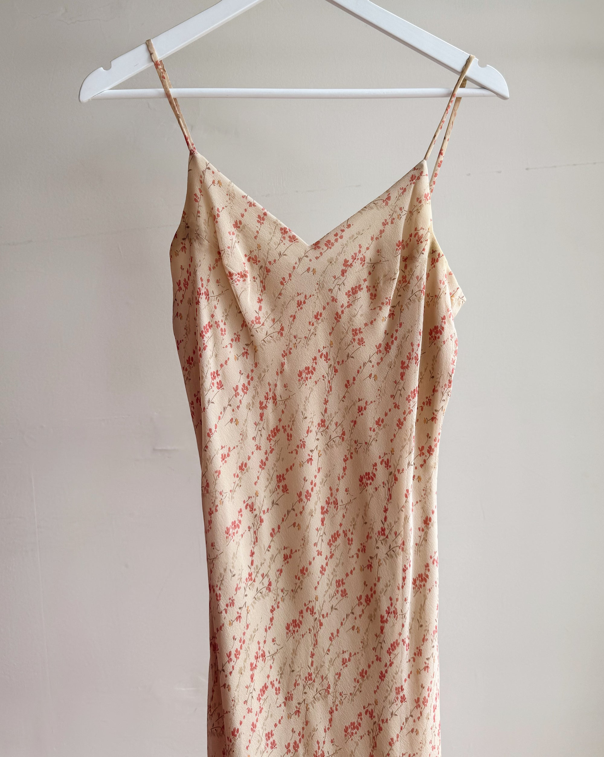 Blush Floral Silk Slip Dress