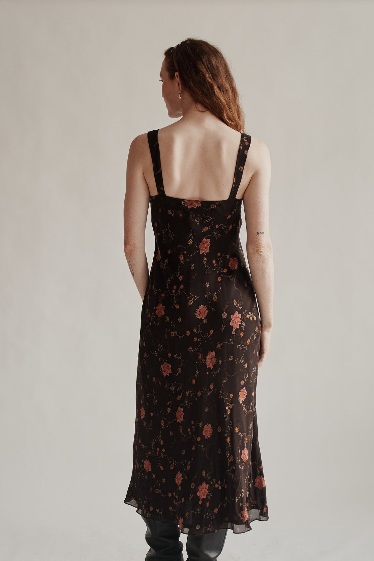 Autumn Floral Silk Dress