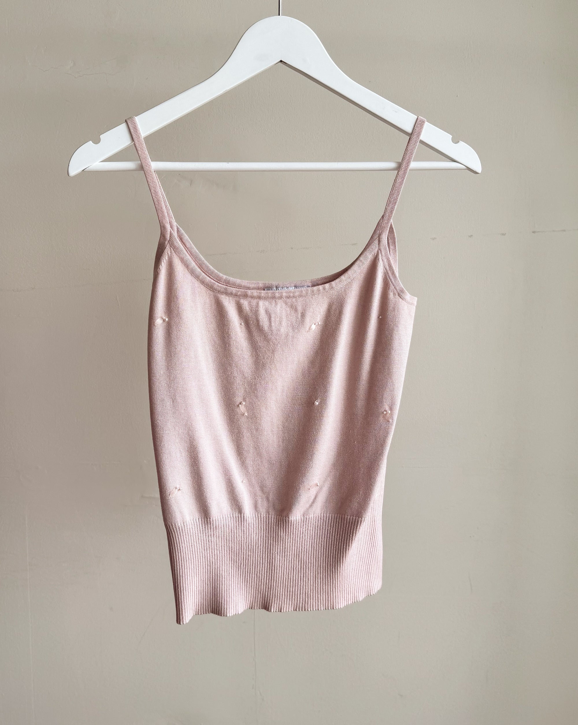 Blush Silk Knit Beaded Cami
