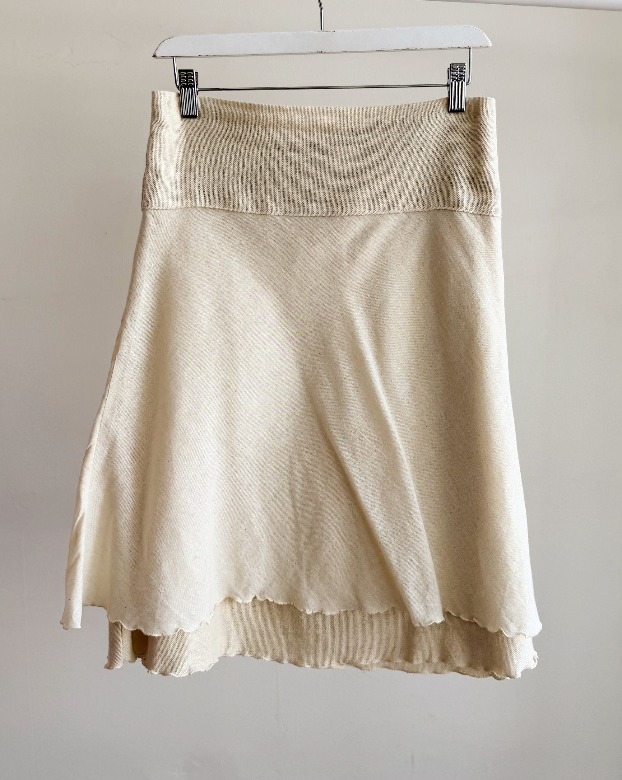 Oatmeal Layered Woven Linen Skirt