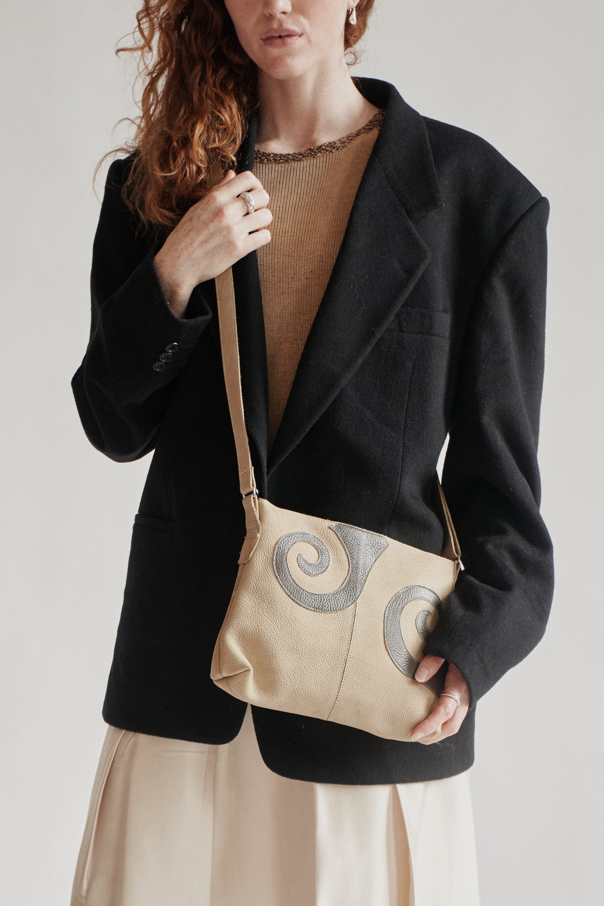 Butter Leather Swirl Motif Bag