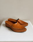 Robert Clergerie Tan Leather Platform Mules | Size 8