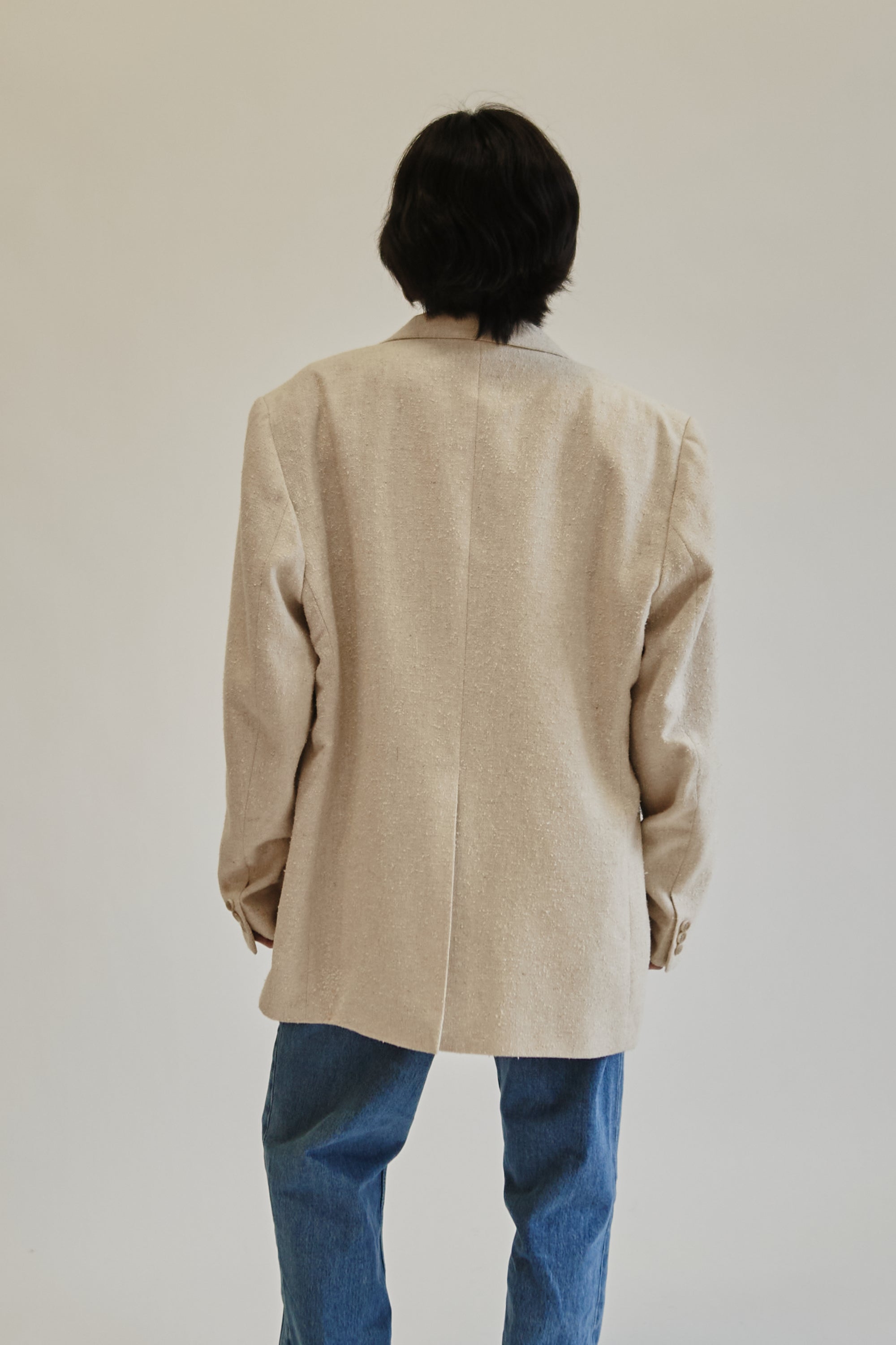 Oatmeal Textured Oversized Linen Blazer - Hey Jude