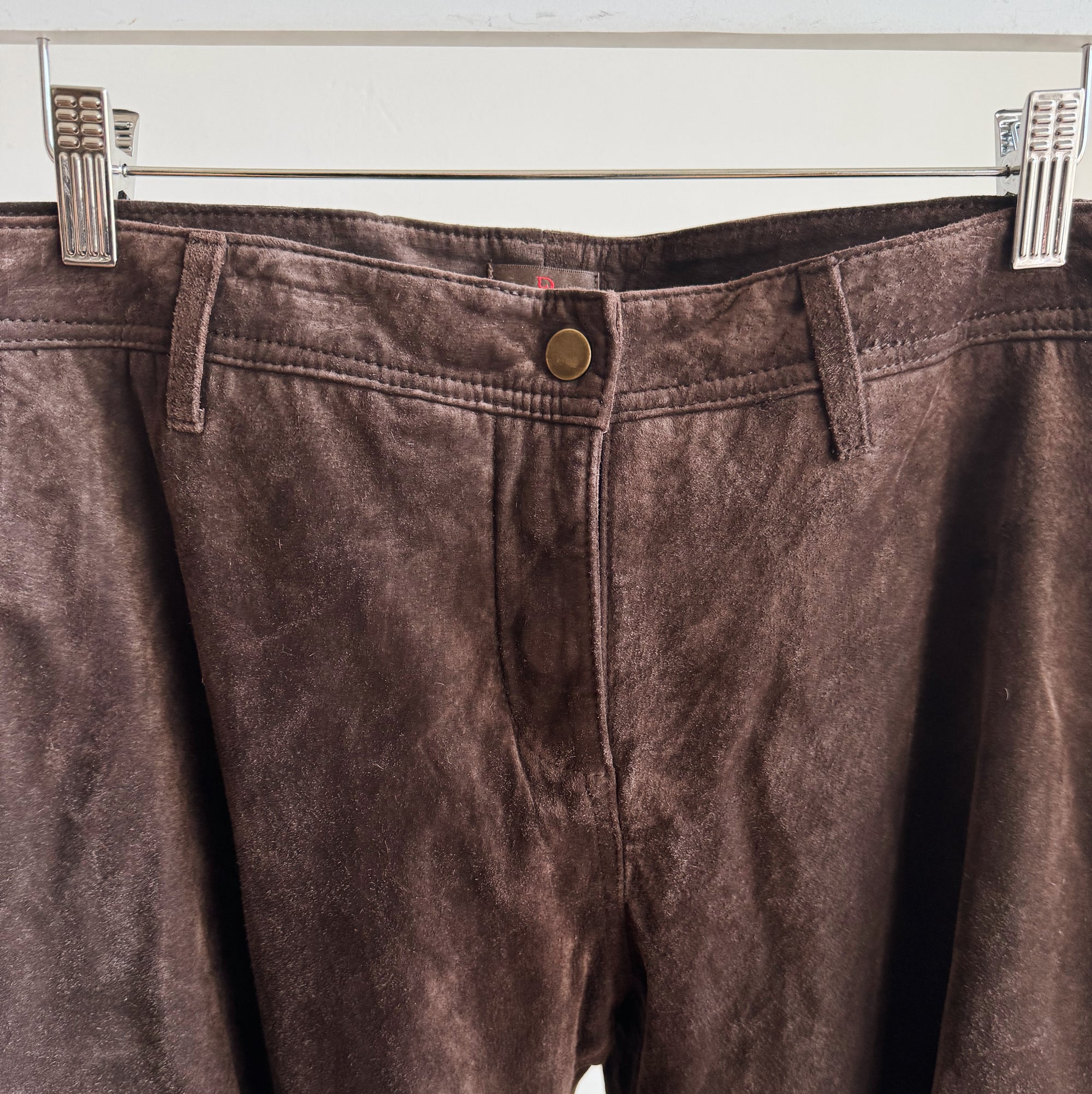 Chocolate Low Rise Suede Cargo Pants - Hey Jude