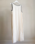 Cream Linen Split-Front Dress