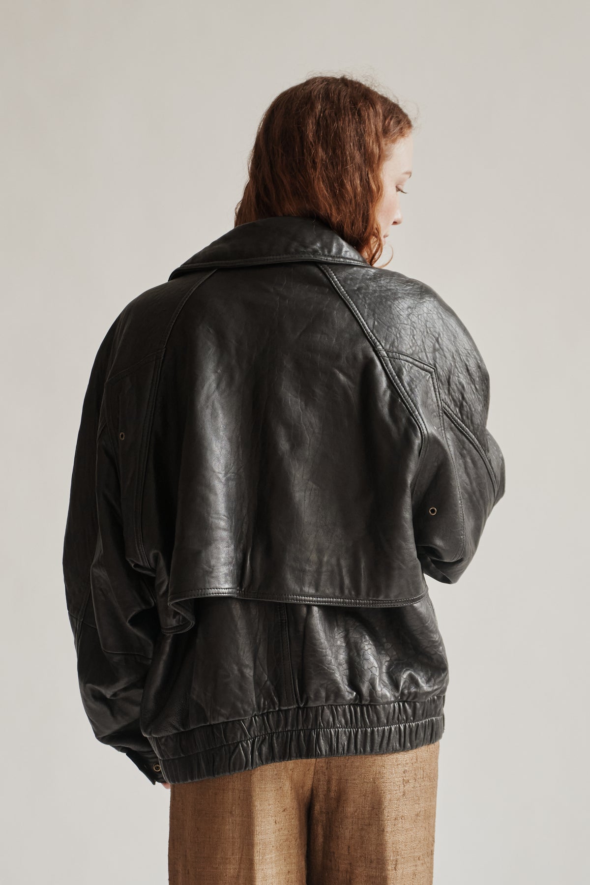 Onyx Oversized Leather Bomber Jacket - Hey Jude