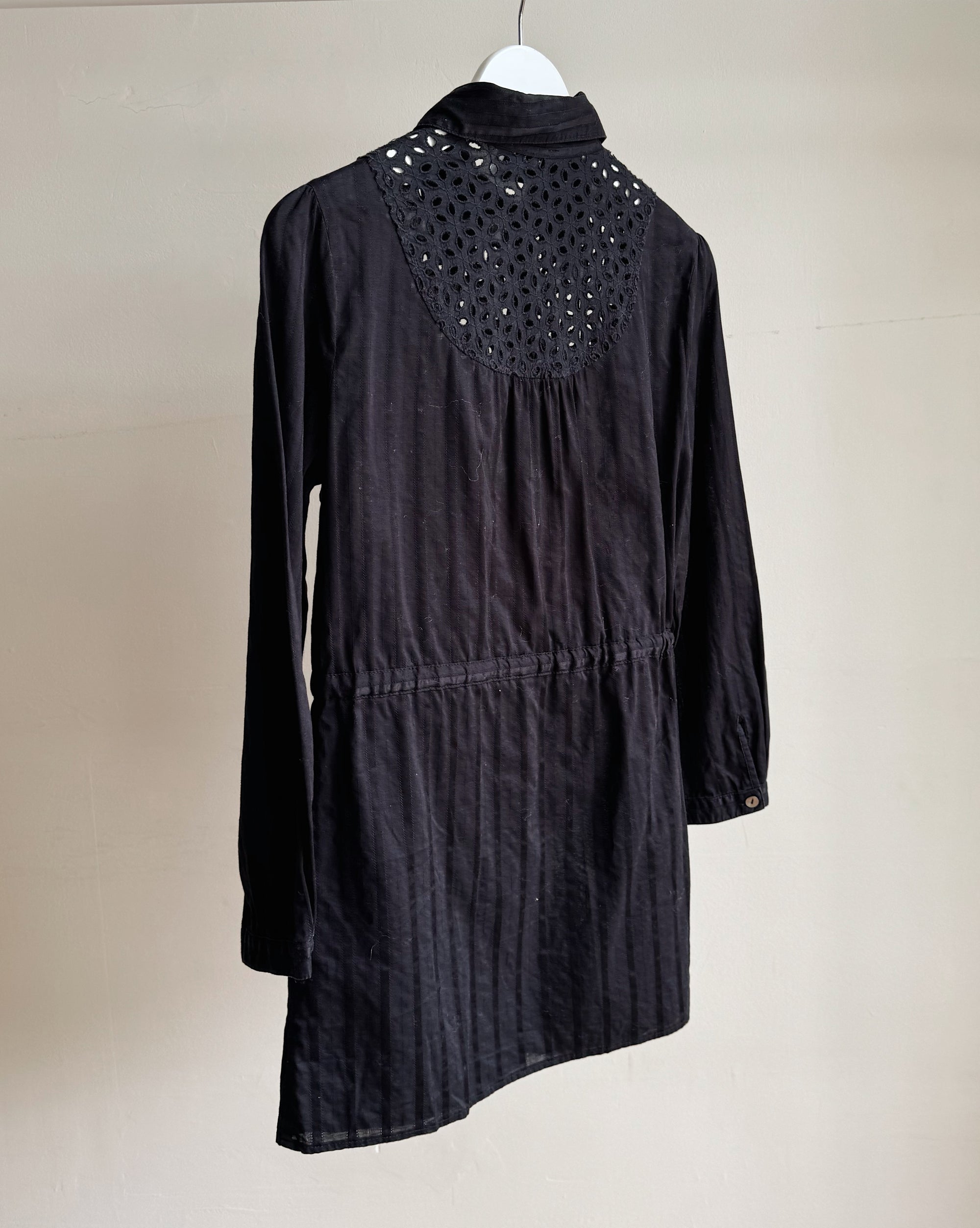 Black Cotton Lace Cinched Blouse - Hey Jude