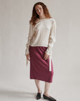 Ivory Draped Silk Tie Blouse