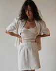 Ivory Raw Silk Blazer Two Piece Set