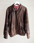 Hickory Textured Leather Bomber Jacket
