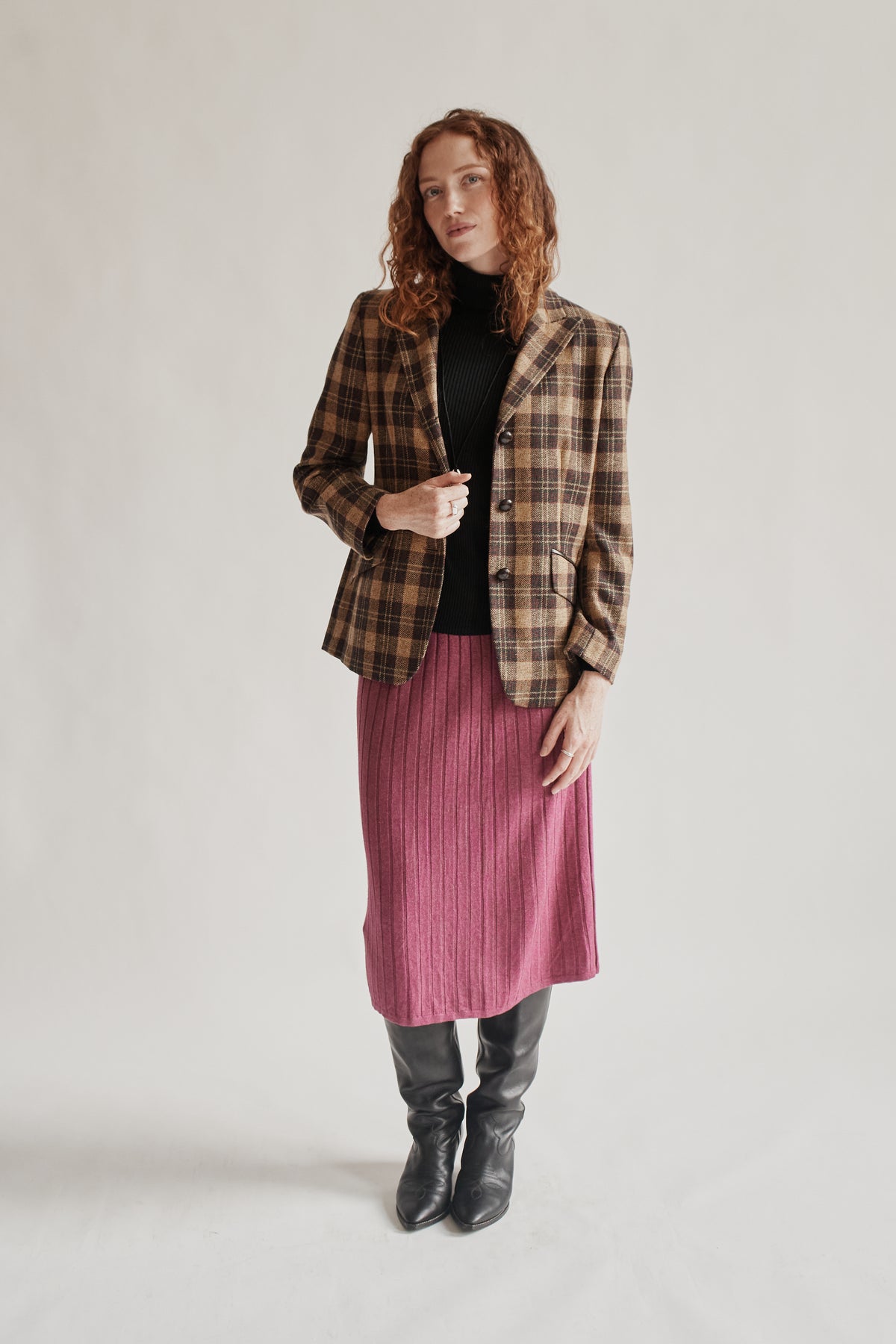 Autumnal Wool Plaid Riding Jacket