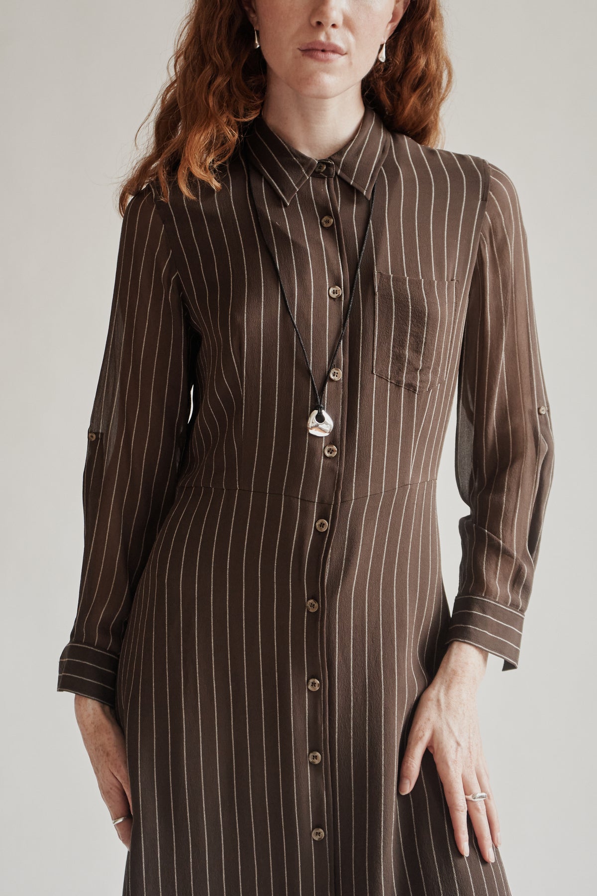 Cedar Striped Silk Shirt Dress