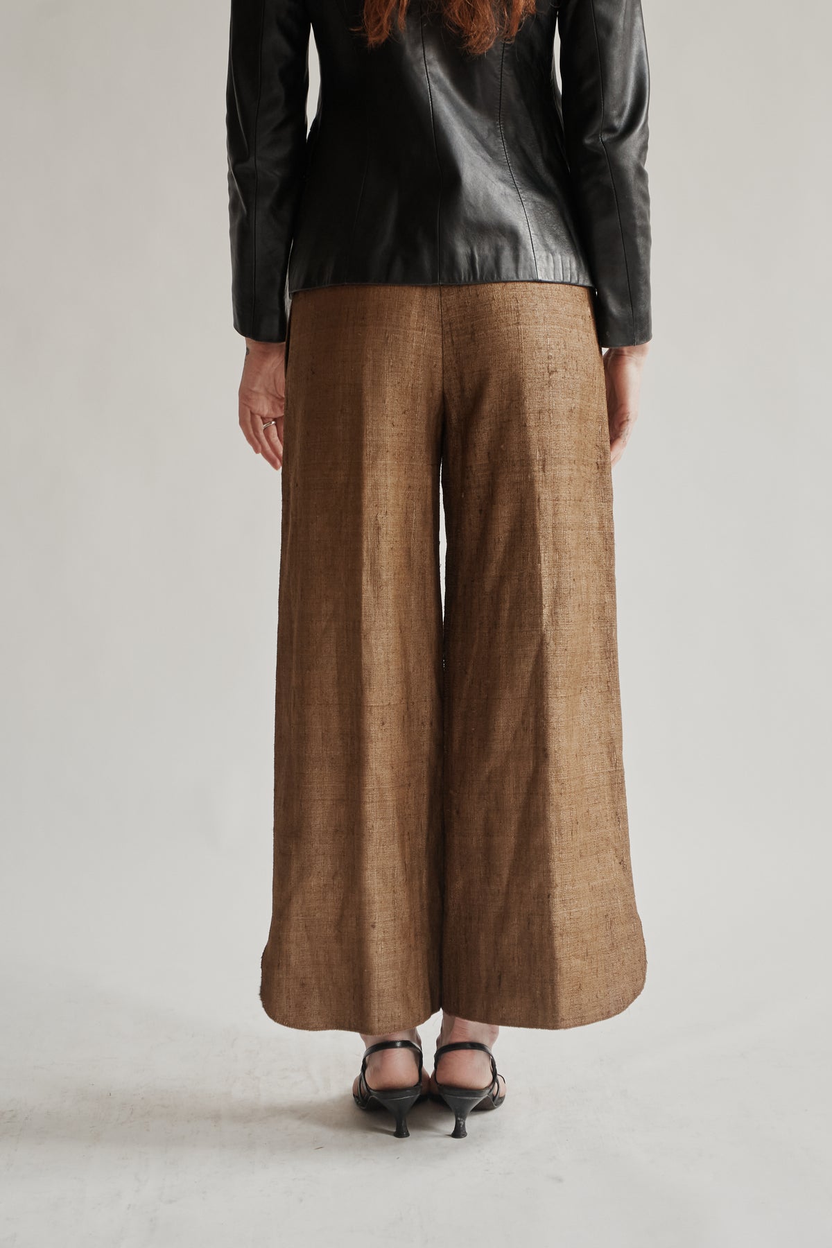 Bronze Raw Silk Textured Trouser