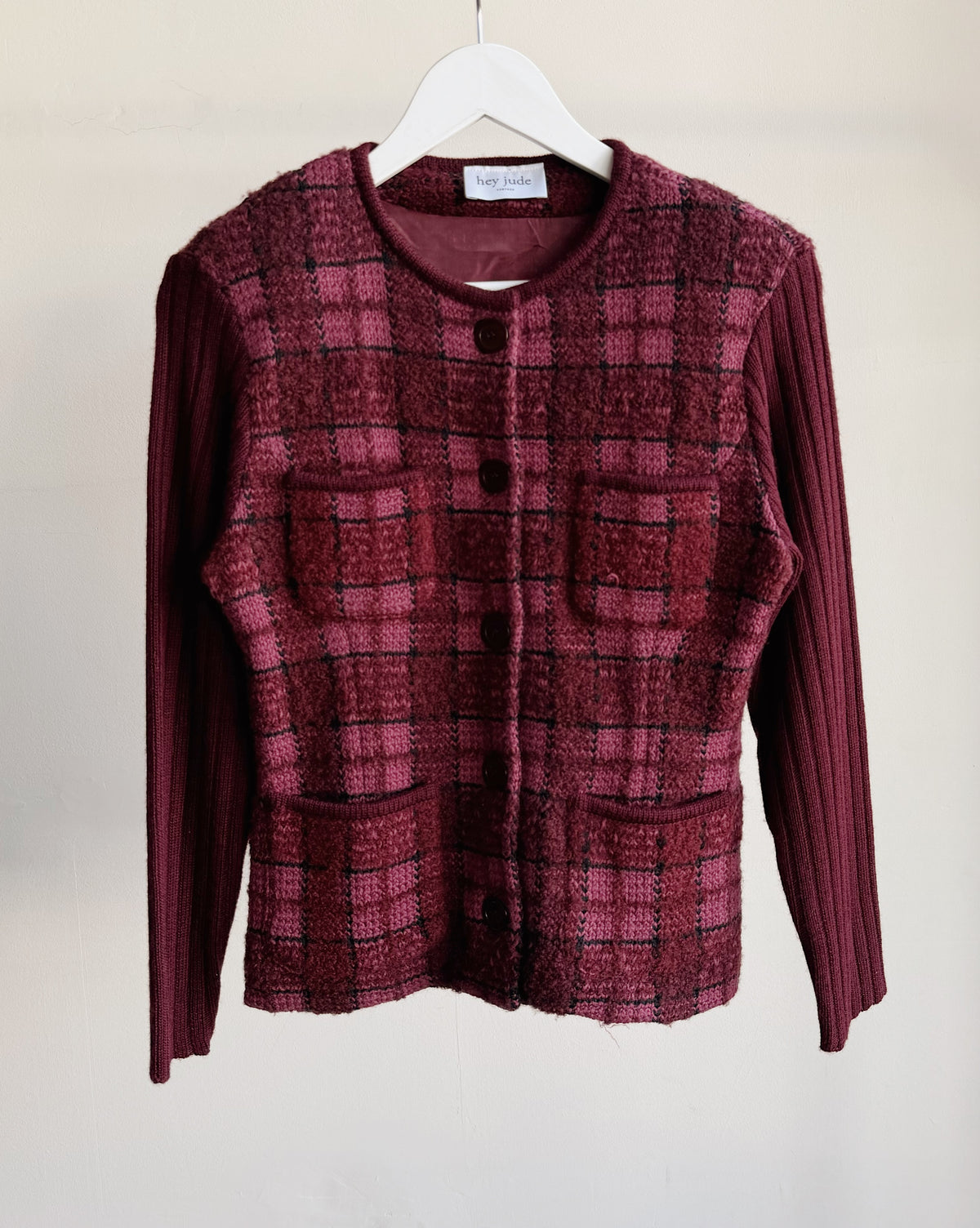 Cabernet Tarten Wool Ribbed Sleeve Jacket