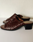 Chocolate Woven Leather Slide Heels | Size 8 - Hey Jude