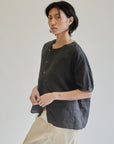 Sable Linen Asymmetrical Tee - Hey Jude